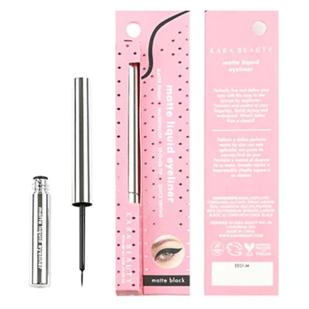 Kara Beauty- Matte Liquid Liner- Flexible Brush- Waterproof- Quick Drying- Black
